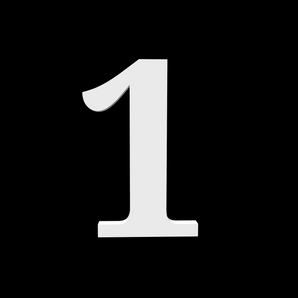 Numero civico 1 - Noto Serif - 170 mm di altezza - 10 mm di profondità