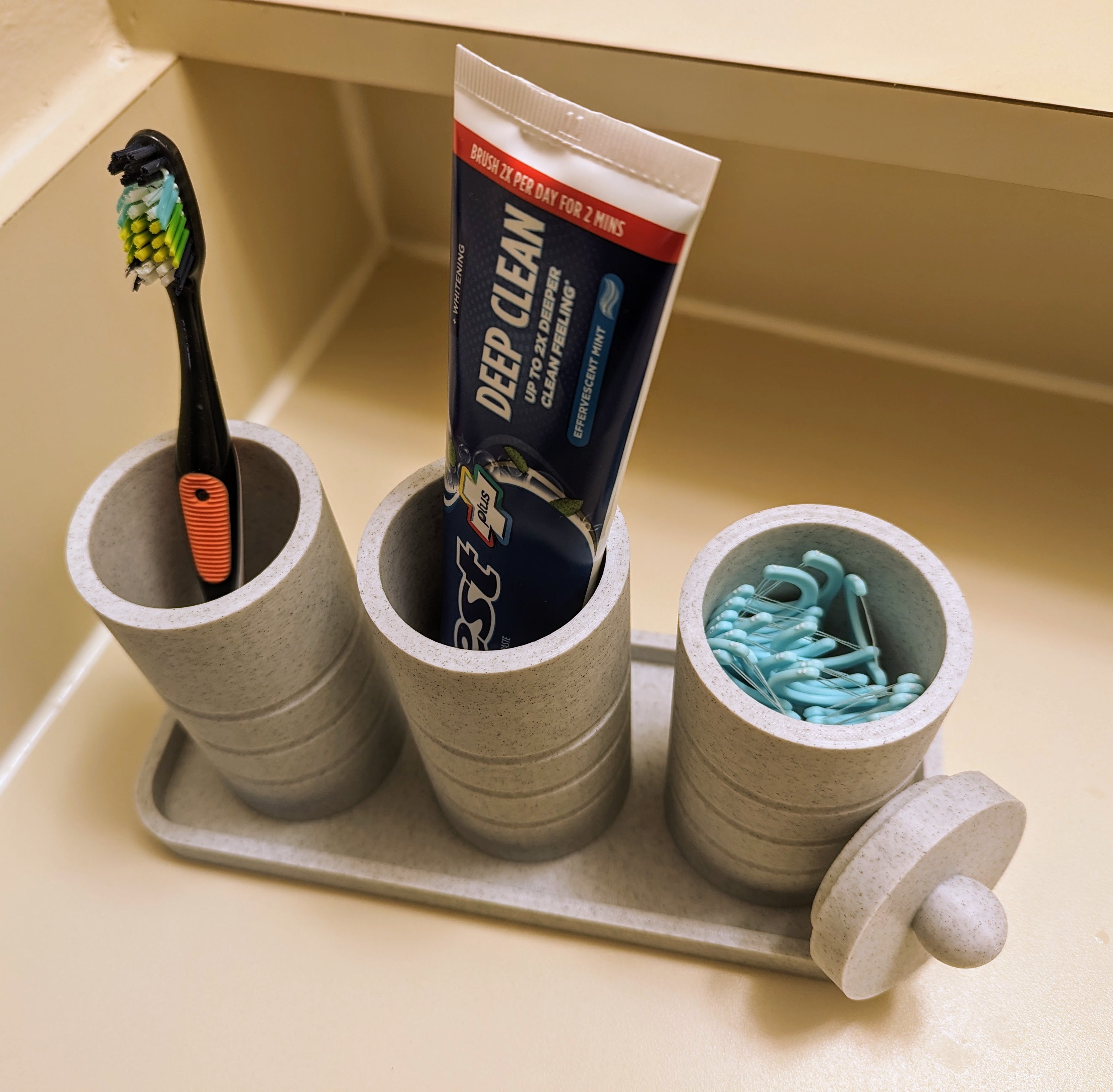 Organizzatore per il bagno per spazzolini da denti e cotton fioc