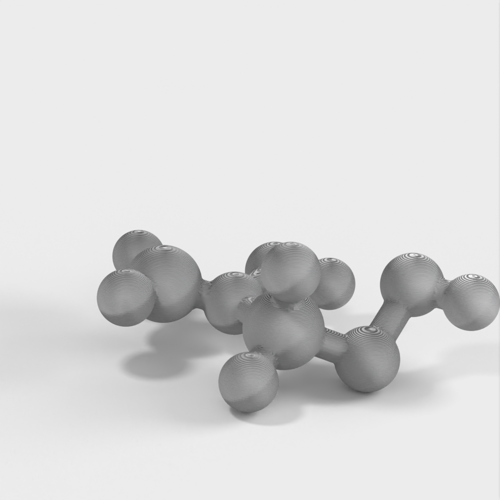Modellazione molecolare - Acetato di vinile - Modello in scala atomica del monomero principale della melma