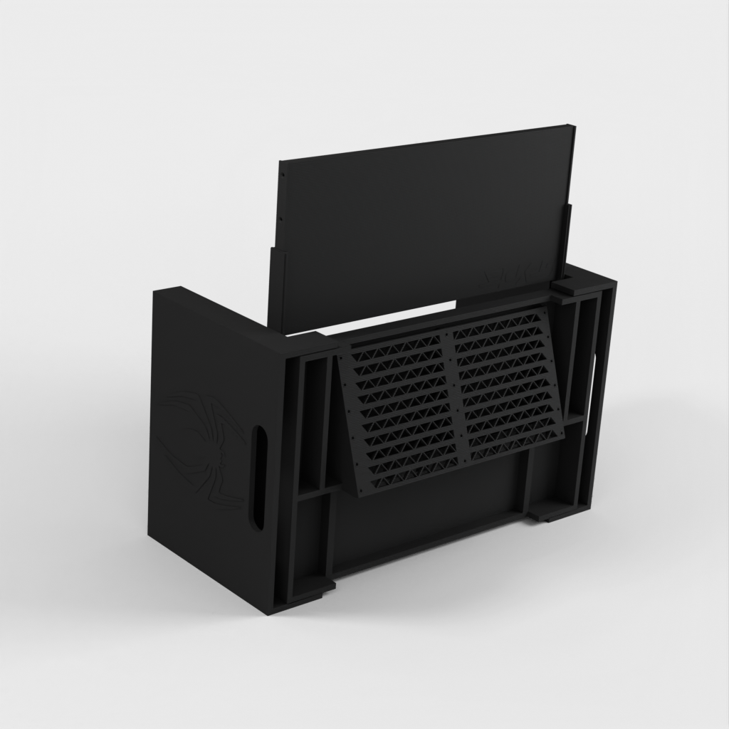 Supporto per laptop modificato con ventole di raffreddamento e spazio organizzativo
