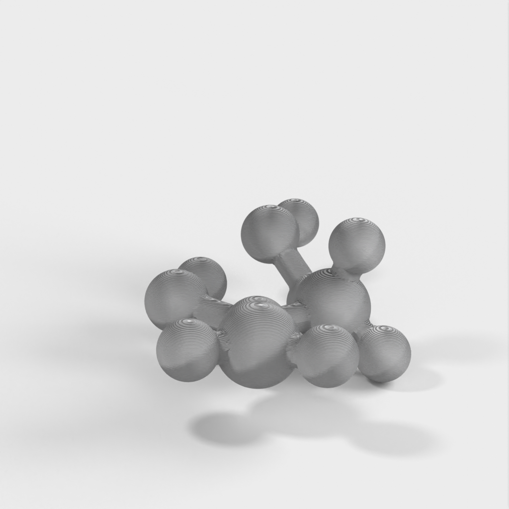 Modellazione molecolare - Acetato di vinile - Modello in scala atomica del monomero principale della melma