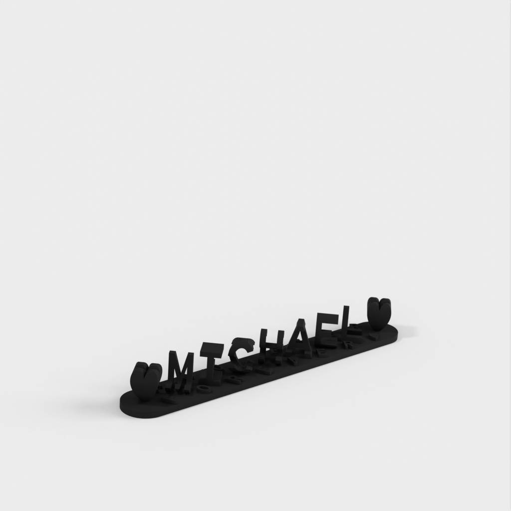 Espositore personalizzato illusione di lettere ambigramma 3D