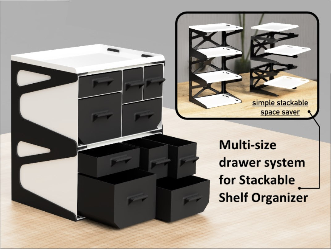 Sistema di scaffali a cassetto - Organizzatore di ripiani impilabili