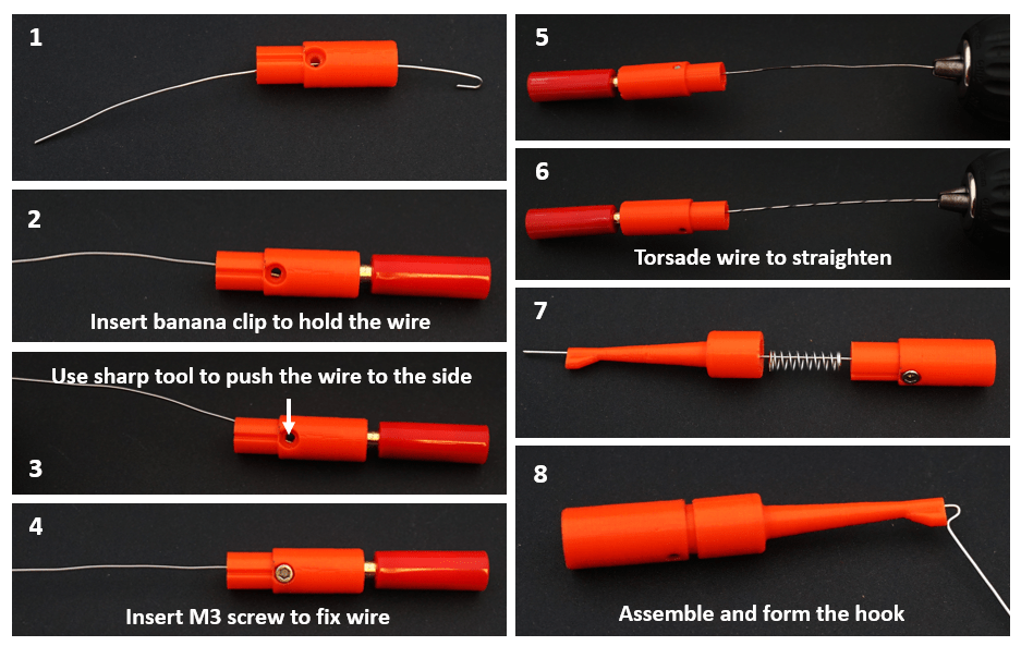 Sonda a clip elettrica con spina banana da 4 mm