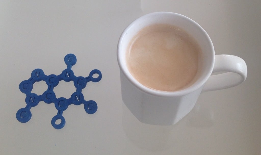 Tovaglietta con molecola di caffeina per tazze da caffè
