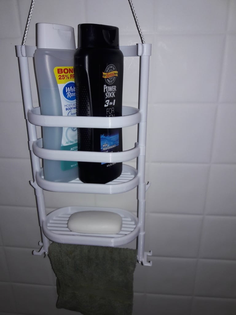 Portaoggetti per cabina doccia BIG Daddy con ripiano regolabile e supporto per sapone e lamette da barba