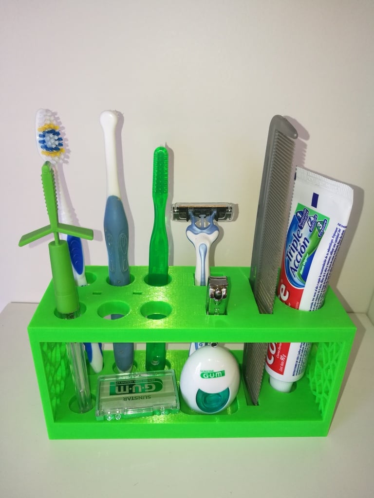 Organizer da bagno con spazio per 6 spazzolini da denti e accessori vari