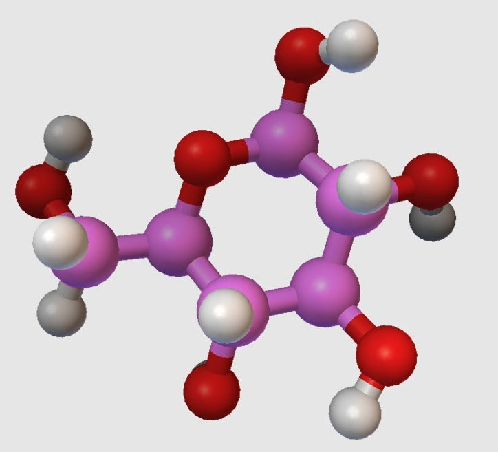 Modellazione molecolare del glucosio su scala atomica