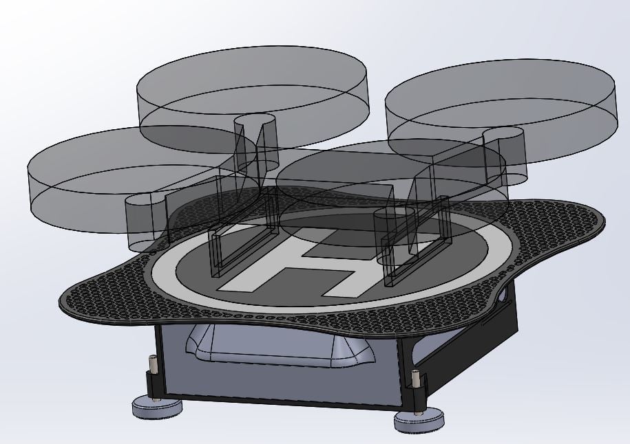 Eliporto/Pista/Supporto per elicottero RC e drone con spazio per riporre gli accessori