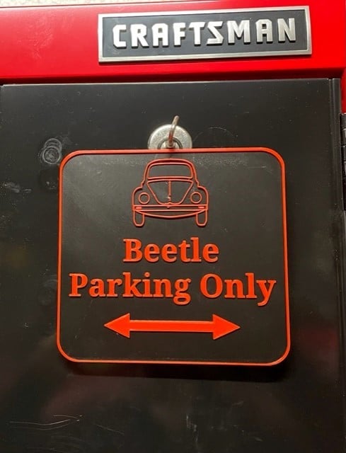 Cartello di parcheggio Volkswagen Beetle per garage